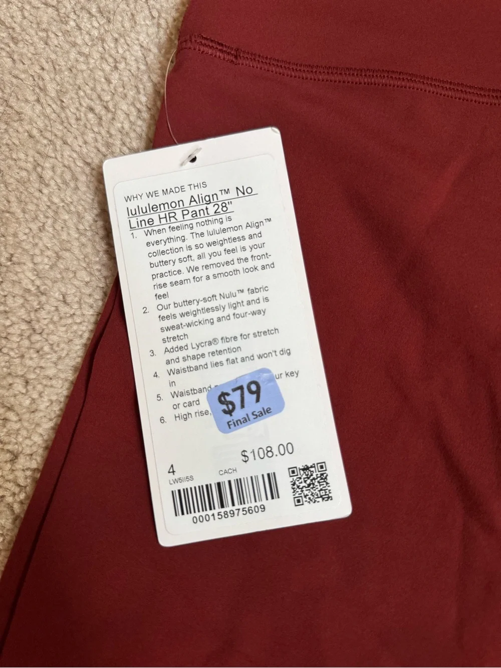 Lululemon Align No Line High-Rise Pant 28” — Size 4